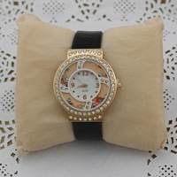 Women Wrist Watch, Zinc Alloy, with PU Leather & Glass & Rhinestone, Chinese movement, plated, adjustable & with rhinestone, black, nickel, lead & cadmium free 18mm Approx 9 Inch 