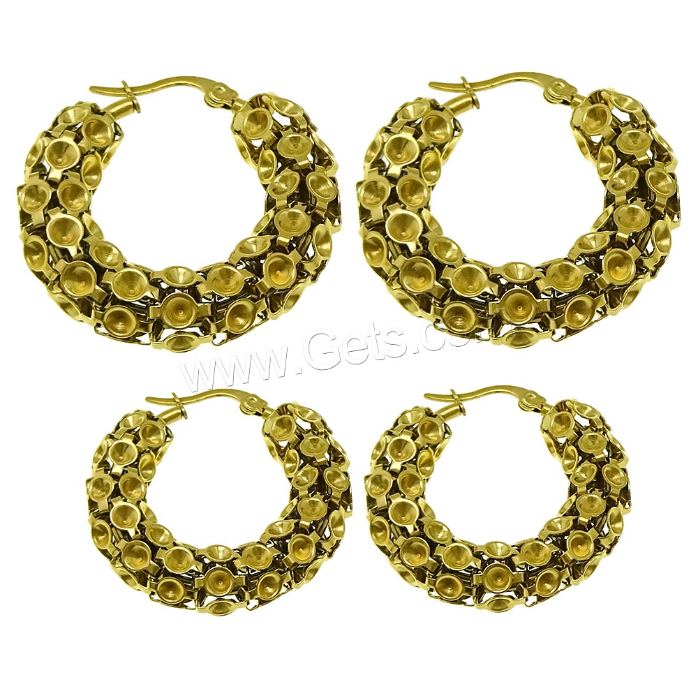 Stainless Steel Hoop Earring Component, gold color plated, different size for choice, Sold By Pair