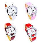 Women Wrist Watch, PU Leather, with Glass & Zinc Alloy, platinum color plated 36mm, 18mm Approx 8.8 Inch 
