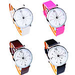Women Wrist Watch, PU Leather, with Glass & Zinc Alloy, platinum color plated 35mm, 12mm Approx 9 Inch 
