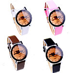 Bracelets de montre pour femmes, cuir, avec cadran en alliage de zinc, Rond, Placage de couleur platine, avec strass, plus de couleurs à choisir, 29mm, 15mm Environ 9 pouce, Vendu par PC