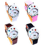 Women Wrist Watch, Leather, with zinc alloy dial, Round, platinum color plated, with rhinestone 36mm, 16mm Approx 9 Inch 