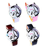 Women Wrist Watch, Leather, with zinc alloy dial, Round, platinum color plated, with rhinestone 38mm, 16mm Approx 9.6 Inch 
