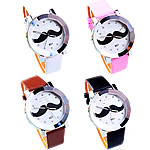 Women Wrist Watch, PU Leather, with Glass & Zinc Alloy, platinum color plated, with rhinestone 38mm, 16mm Approx 9.6 Inch 