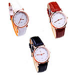 Women Wrist Watch, PU Leather, with Glass & Zinc Alloy, rose gold color plated, with rhinestone 33mm, 17mm Approx 9 Inch 