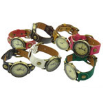 Bracelets de montre pour femmes, alliage de zinc, avec cuir de peau de vache & verre, fer boucle ardillon, Placage, plus de couleurs à choisir 18mm Environ 9 pouce, Vendu par PC