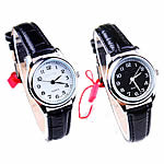 Women Wrist Watch, PU Leather, with Glass & Zinc Alloy, platinum color plated, for woman 24mm, 12mm Approx 8 Inch 
