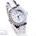 Men Wrist Watch, Zinc Alloy, Round, platinum color plated, with rhinestone cadmium free, 40mm, 18mm Approx 9 Inch 