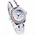 Bracelets de montre pour femmes, alliage de zinc, Rond, avec strass, sans cadmium, 31mm, 12mm Environ 8.2 pouce, Vendu par PC