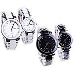 Paar Uhrenarmbänder, Zinklegierung, mit Glas, Platinfarbe platiniert, für paar & mit Strass, keine, frei von Kadmium, 29mm, 40mm, 15-19mm, verkauft von Paar