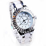 Men Wrist Watch, Zinc Alloy, with Porcelain & Glass, platinum color plated, with rhinestone cadmium free, 38mm, 18mm Approx 9.2 Inch 