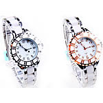 Bracelets de montre pour femmes, alliage de zinc, avec porcelaine & verre, Placage de couleur platine, avec strass, plus de couleurs à choisir, sans cadmium, 30mm, 14mm Environ 9 pouce, Vendu par PC