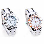 Men Wrist Watch, Zinc Alloy, with Porcelain & Glass, platinum color plated, with rhinestone cadmium free, 38mm, 18mm Approx 9.2 Inch 