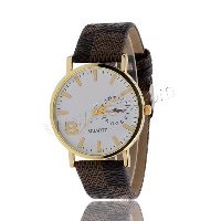 Unisex Wrist Watch, Zinc Alloy, with PU Leather & Glass, Chinese movement, plated, adjustable & waterproof, coffee color 20mm Approx 9.4 Inch 