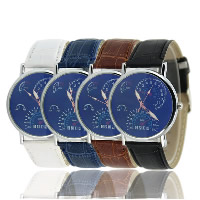 Unisex Wrist Watch, Zinc Alloy, with PU Leather & Glass, plated, adjustable & waterproof 20mm Approx 9.4 Inch 