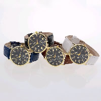 Unisex Wrist Watch, Zinc Alloy, with PU Leather & Glass, plated, adjustable & waterproof 20mm Approx 9.4 Inch 