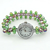 Мода Часы браслет, цинковый сплав, с Кристаллы & Стеклянный, Платиновое покрытие платиновым цвет, граненый, 22.5mm, длина:6.5 дюймовый, продается PC