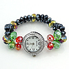 Мода Часы браслет, цинковый сплав, с Кристаллы & Стеклянный, Платиновое покрытие платиновым цвет, граненый, 22.5mm, длина:6 дюймовый, продается PC