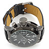 Хронограф Часы, цинковый сплав, с Искусственная кожа & Стеклянный, Другое покрытие, Мужский, черный, 48mm, длина:10 дюймовый, продается PC