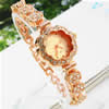 Fashion Watch Bracelet, Zinc Alloy, with Glass, Flower, plated, for woman & with rhinestone, rose gold color, 24mm, 9mm Approx 7.48 Inch 