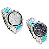 Bracelets de montre pour hommes, alliage de zinc, avec verre, Placage de couleur platine, montre mécanique, plus de couleurs à choisir, 32mm, 18mm Environ 9 pouce, Vendu par PC