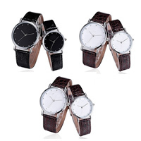 Couple Watch Bracelets, Zinc Alloy, with PU Leather & Glass, Chinese movement, platinum color plated, adjustable & for couple Approx 9.4 Inch, Approx 9.2 Inch 