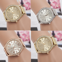 Women Wrist Watch, Zinc Alloy, with Glass, Chinese movement, plated, with rhinestone Approx 9.4 Inch 