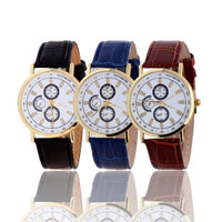 Men Wrist Watch, Zinc Alloy, with PU Leather & Glass, Chinese movement, plated, adjustable & for man 20mm Approx 9 Inch 