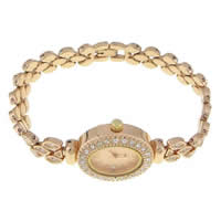 Mode Montre-bracelet, alliage de zinc, avec verre, ovale plat, Placage, pour femme & avec strass 9.5mm Environ 7.5 pouce, Vendu par brin