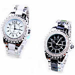 Uhr Armbänder für Männer, Zinklegierung, mit Porzellan & Glas, Platinfarbe platiniert, mit Strass, keine, frei von Kadmium, 39mm, 18mm, Länge:ca. 9 ZollInch, verkauft von PC