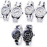 Paar Uhrenarmbänder, Zinklegierung, mit Porzellan & Glas, Platinfarbe platiniert, keine, frei von Kadmium, 34mm, 39mm, 15-18mm, verkauft von Paar