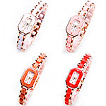 Bracelets de montre pour femmes, alliage de zinc, avec porcelaine & verre, Plaqué de couleur d'or rose, avec strass, plus de couleurs à choisir, sans cadmium 9mm Environ 7.5 pouce, Vendu par PC