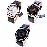 Uhr Armbänder für Männer, PU Leder, mit Glas & Zinklegierung, Platinfarbe platiniert, unisex, keine, 33mm, 21mm, Länge:ca. 7.8 ZollInch, verkauft von PC