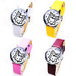 Women Wrist Watch, PU Leather, with Glass & Zinc Alloy, platinum color plated, for woman 29mm, 15mm Approx 8.8 Inch 