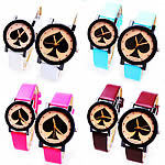 Couple Watch Bracelets, PU Leather, with Glass & Zinc Alloy, platinum color plated, for couple 24mm, 32mm, 15-18mm 