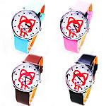 Women Wrist Watch, PU Leather, with Glass & Zinc Alloy, platinum color plated 36mm, 19mm Approx 9.2 Inch 