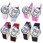 Couple Watch Bracelets, PU Leather, with Glass & Zinc Alloy, platinum color plated 29mm, 36mm, 15-19mm 