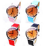 Women Wrist Watch, PU Leather, with Glass & Zinc Alloy, Round, platinum color plated 40mm, 20mm Approx 9 Inch 