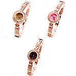 Fashion Watch Bracelet, Zinc Alloy, with Glass, rose gold color plated, with rhinestone cadmium free, 22mm, 8mm Approx 7.5 Inch 
