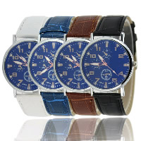 Unisex Wrist Watch, Zinc Alloy, with PU Leather & Glass, Chinese movement, plated, adjustable & waterproof 20mm Approx 9.4 Inch 