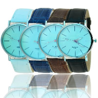 Unisex Wrist Watch, Zinc Alloy, with PU Leather & Glass, Chinese movement, platinum color plated, adjustable & waterproof & luminated 20mm Approx 9.4 Inch 