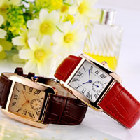 Women Wrist Watch, Zinc Alloy, with PU Leather & Glass, Chinese movement, plated, adjustable 38mm, 20mm Approx 9.4 Inch 