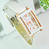 Bracelets de montre pour femmes, alliage de zinc, avec cuir PU & verre, Placage, avec strass, blanc 11mm Environ 8.2 pouce, Vendu par PC