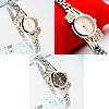 Fashion Watch Bracelet, Zinc Alloy, with Glass, platinum color plated, for woman & with rhinestone 20mm, 6mm Approx 7 Inch 