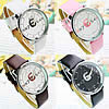 Bracelets de montre pour femmes, alliage de zinc, avec cuir PU & verre, Placage de couleur platine, plus de couleurs à choisir, 39mm, 19mm Environ 9.4 pouce, Vendu par PC