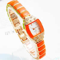 Women Wrist Watch, Zinc Alloy, with Glass, plated, for woman & enamel & with rhinestone 10mm Approx 7 Inch 