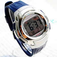 Наручные водонепроницаемые часы, цинковый сплав, с Стеклянный & Силикон & пластик, Платиновое покрытие платиновым цвет, 40mm, 20mm, длина:Приблизительно 9 дюймовый, продается PC
