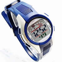 Наручные водонепроницаемые часы, пластик, с Стеклянный & Силикон & цинковый сплав, Платиновое покрытие платиновым цвет, голубой, 40mm, 20mm, длина:Приблизительно 9 дюймовый, продается PC