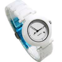 Women Wrist Watch, Zinc Alloy, with Porcelain & Glass, platinum color plated, for woman, white, 34mm, 18mm Approx 8 Inch 