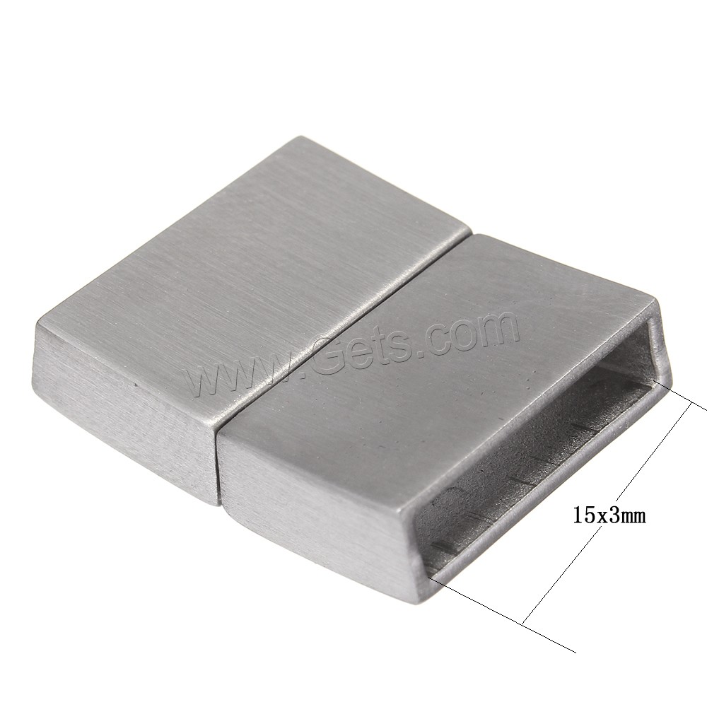Stainless Steel Magnetic Clasp, Rectangle, Customized, original color, 20.5x16.5x4.5mm, Hole:Approx 15x3mm, Sold By PC